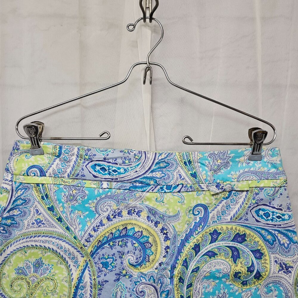Alanni Blue Green Paisley Skort Boho Floral Retro Mod 10 - Picture 2 of 12